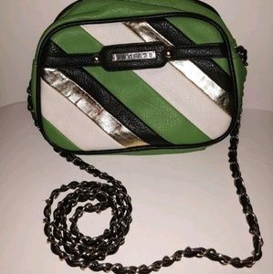 Rampage Green Black Gold Striped 5x8" Mini Purse